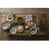 Mud Pie 4 Piece Cheese Serving Set with Stoneware Plate, Wood Board and Cheese Markers,Green