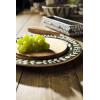 Mud Pie 4 Piece Cheese Serving Set with Stoneware Plate, Wood Board and Cheese Markers,Green