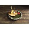Mud Pie 4 Piece Cheese Serving Set with Stoneware Plate, Wood Board and Cheese Markers,Green
