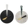 Mud Pie Round Marble Board Set, Black, 8″ dia x 3.25″ | spreader 6″