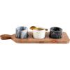 Mud Pie Marble Bowls On Tray Set; board 4 3/4″ x 15 1/2″ | cup 2″ x 2 3/4″ dia | spoon 4″