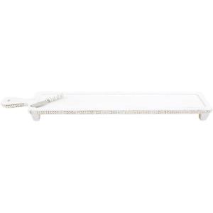 Mud Pie Beaded Long Board Set, White, board 5 1/2″ x 31″ | spreader 5 1/2″