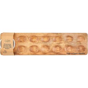 Mud Pie Double Sides Egg And Appetizer Board, Brown, dip 1.5″ x 3″ dia | board 5″ x 19.75″