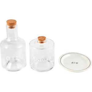 Mud Pie Glass Oil Vinegar Set, stacked 9 1/2″ x 4 1/4″ dia, CLEAR
