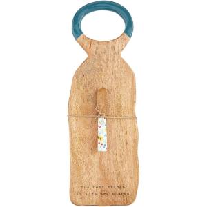 Mud Pie Handle Floral Board Set, Green, 20″ x 6.85″(Blue)