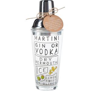 Mud Pie Martini Cocktail Shaker, 9″ x 3 1/2″ dia