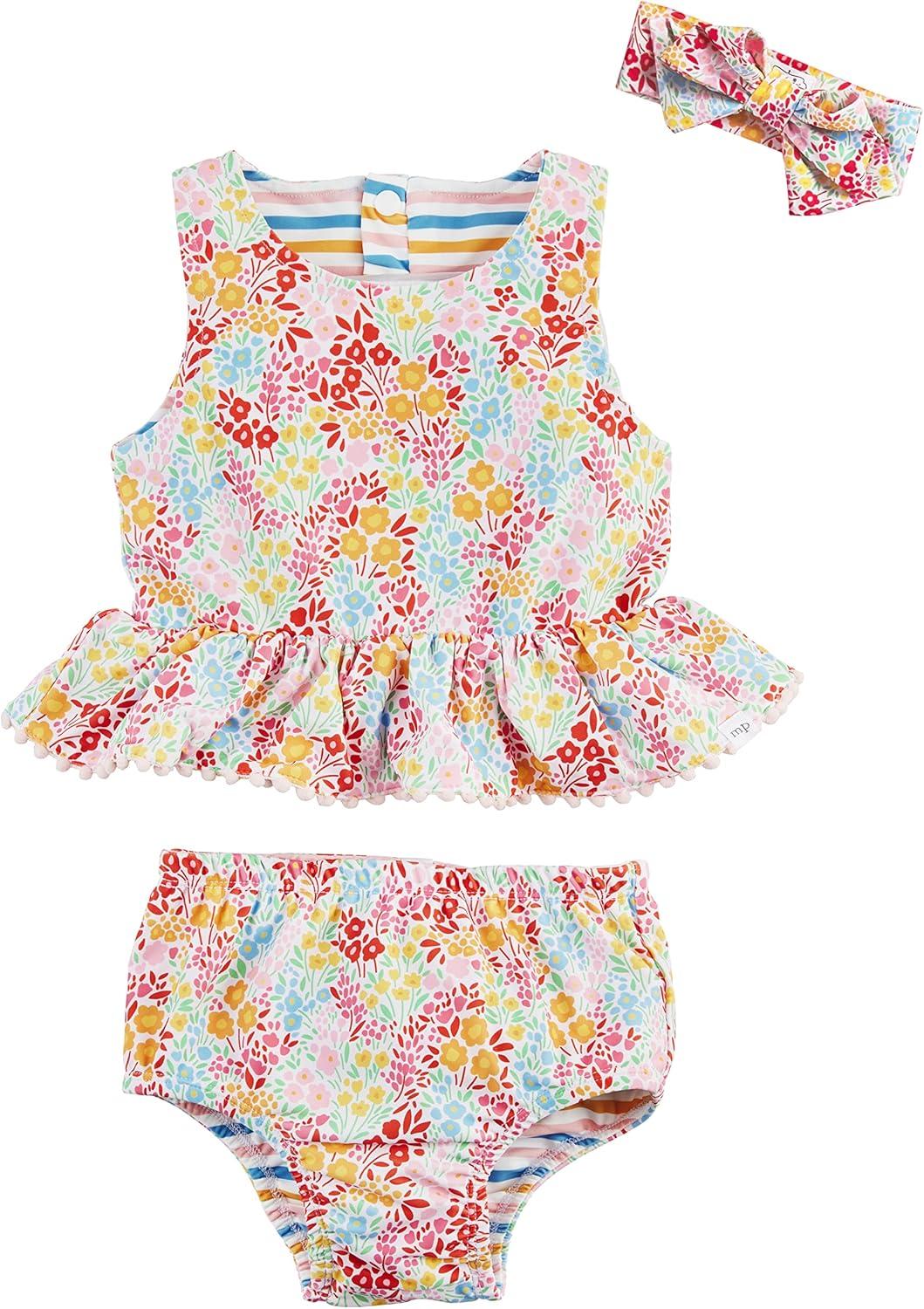 image:imageMud Pie Baby Girls Mud Pie Reversible Swimsuit amp Headband SetFloralStripe