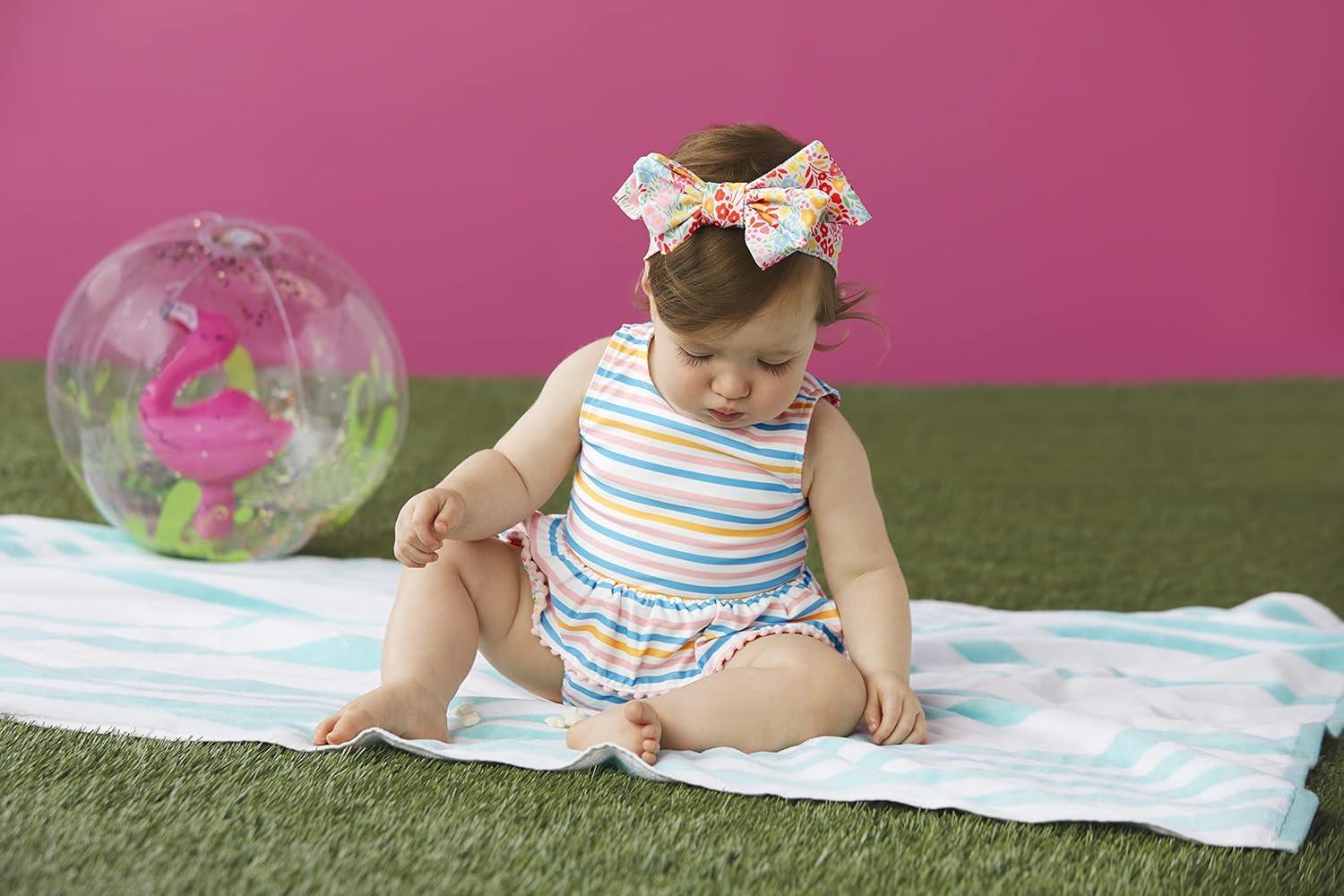 image:imageMud Pie Baby Girls Mud Pie Reversible Swimsuit amp Headband SetFloralStripe