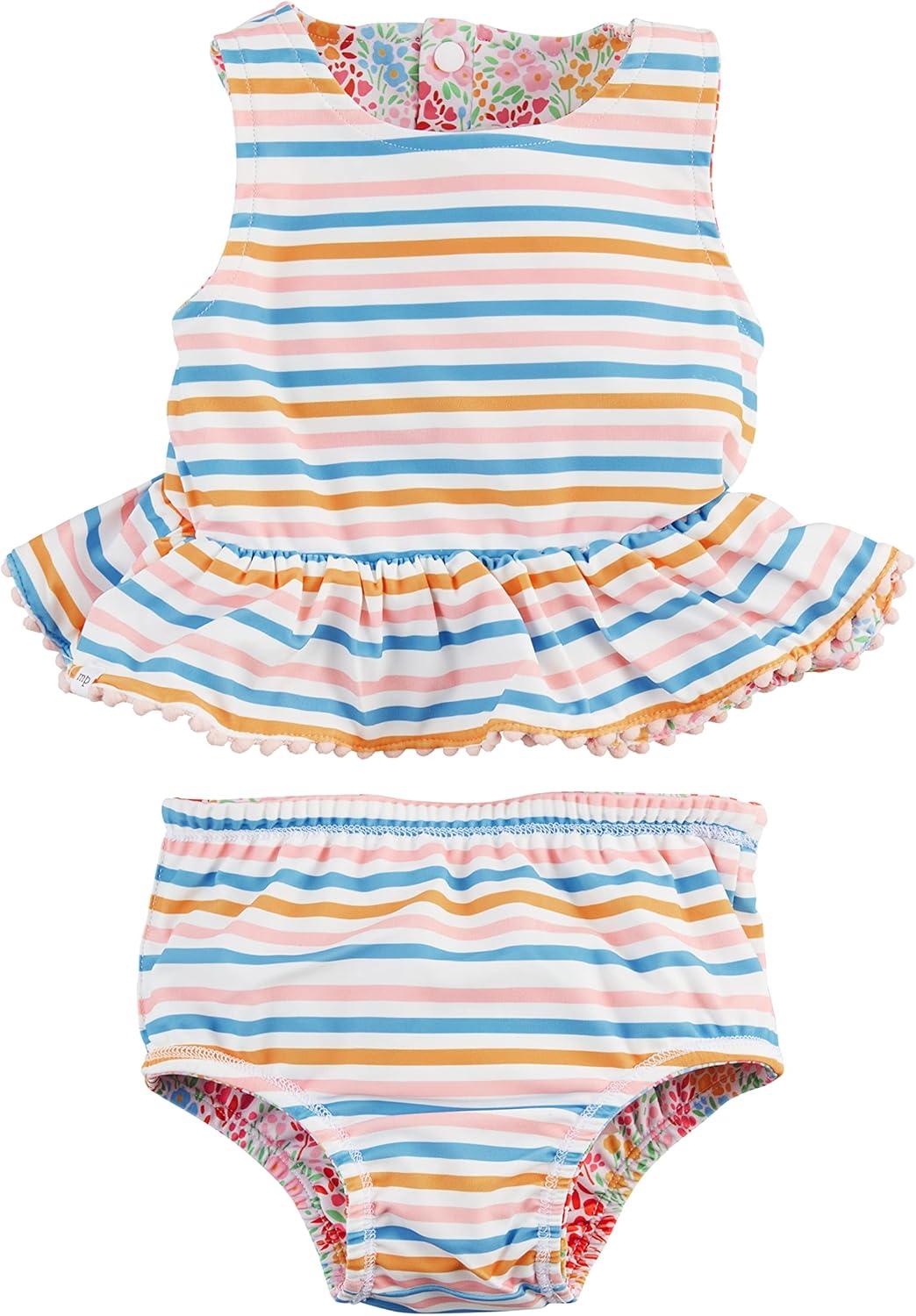 image:imageMud Pie Baby Girls Mud Pie Reversible Swimsuit amp Headband SetFloralStripe