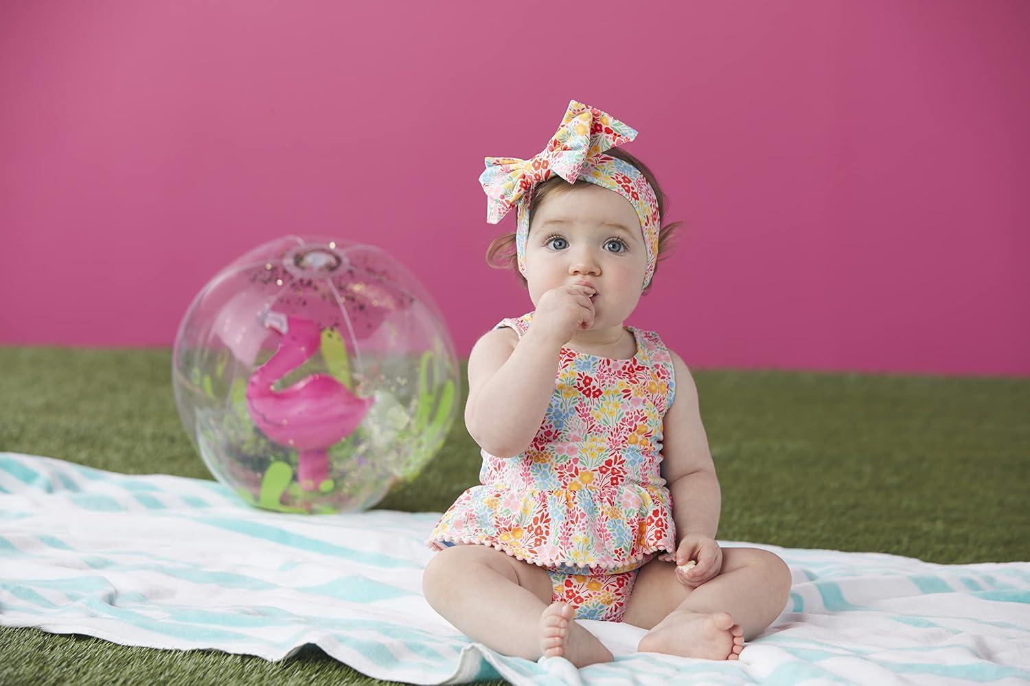 image:imageMud Pie Baby Girls Mud Pie Reversible Swimsuit amp Headband SetFloralStripe