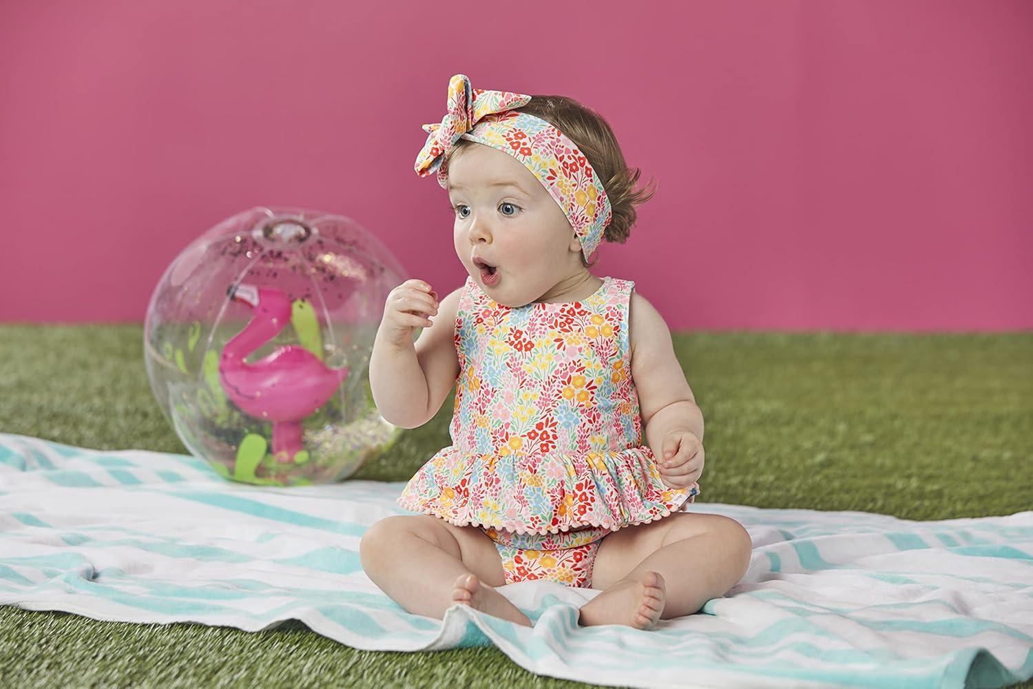 image:imageMud Pie Baby Girls Mud Pie Reversible Swimsuit amp Headband SetFloralStripe