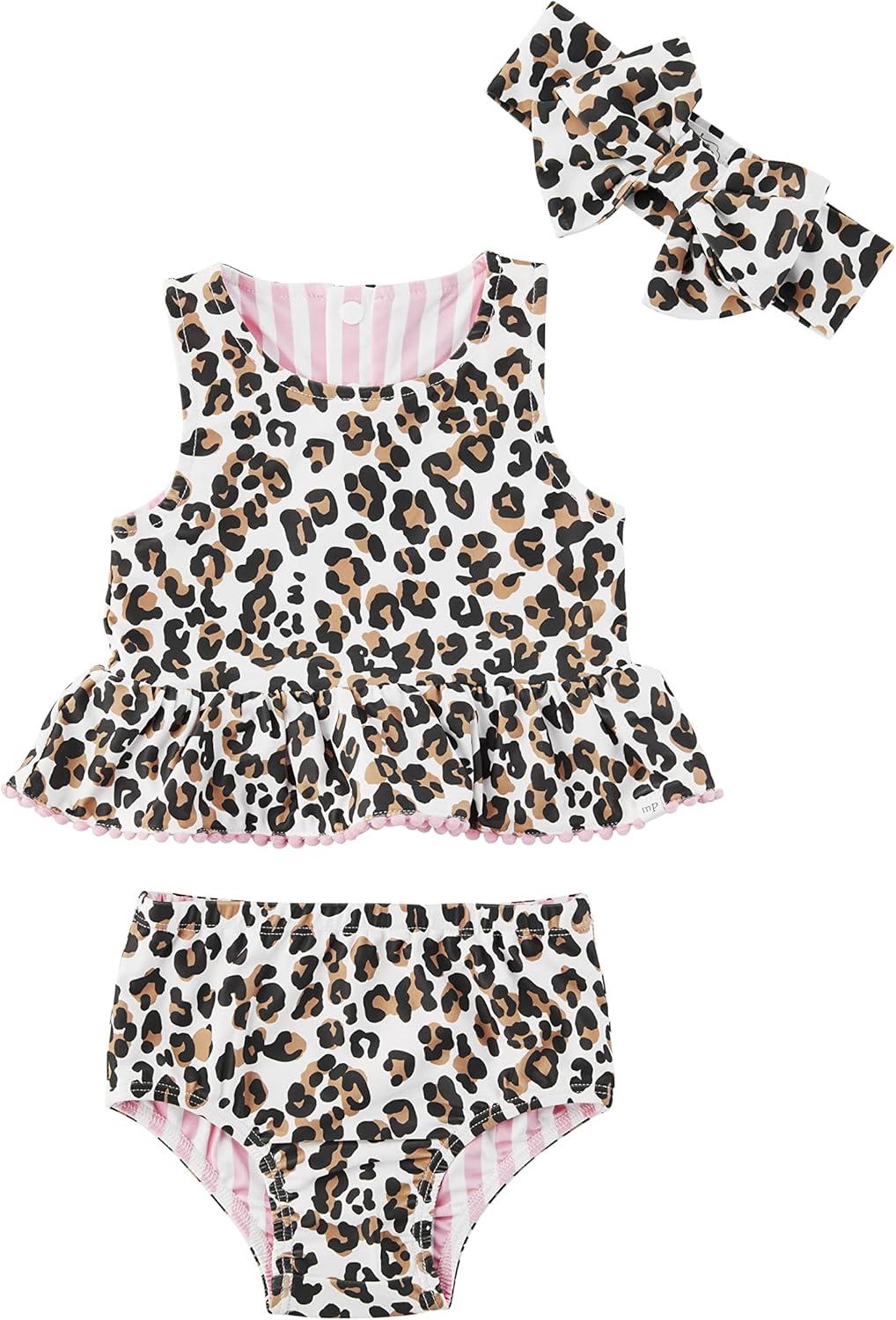 image:imageMud Pie Baby Girls Mud Pie Reversible Swimsuit amp Headband SetLeopard