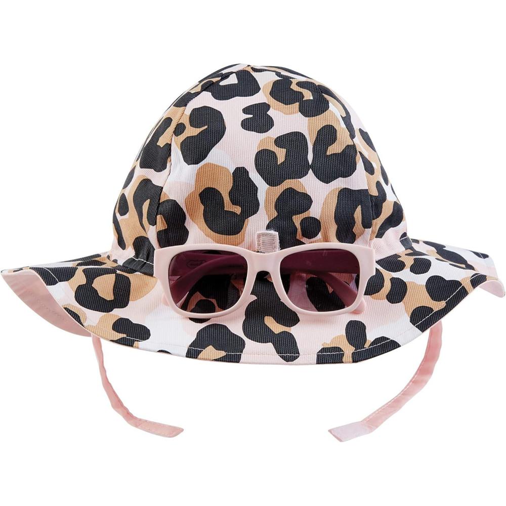 image:imageMud Pie Baby Girls Leopard Sun HAT and Glasses 618 Months
