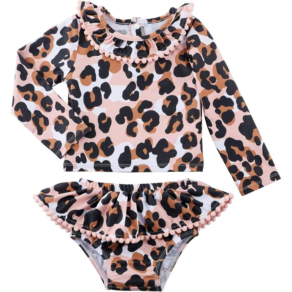 image:imageMud Pie Girls Leopard Rash Guard SetPink