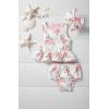 Mud Pie Baby Girls’ Mud Pie Reversible Swimsuit & Headband Set(Pink)