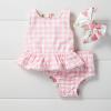 Mud Pie Baby Girls’ Mud Pie Reversible Swimsuit & Headband Set(Pink)