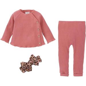 Mud Pie Baby Girls’ Glitzy 3 Piece Set, Pink, 3-6 Months
