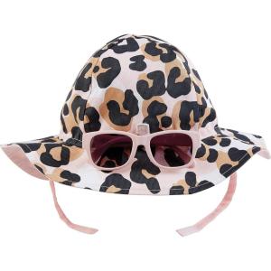 Mud Pie Baby Girls’ Leopard Sun HAT and Glasses, 6-18 Months