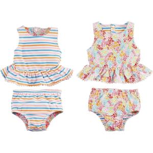 Mud Pie Baby Girls’ Mud Pie Reversible Swimsuit & Headband Set(Floral/Stripe)