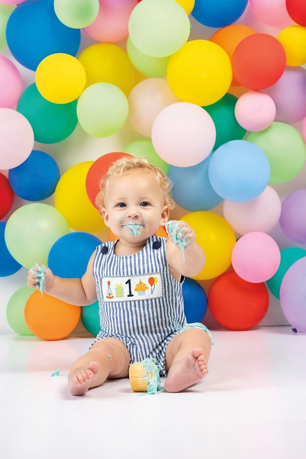 image:imageMud Pie Baby Boy One First Birthday Smocked Jon Jon 1218 Months