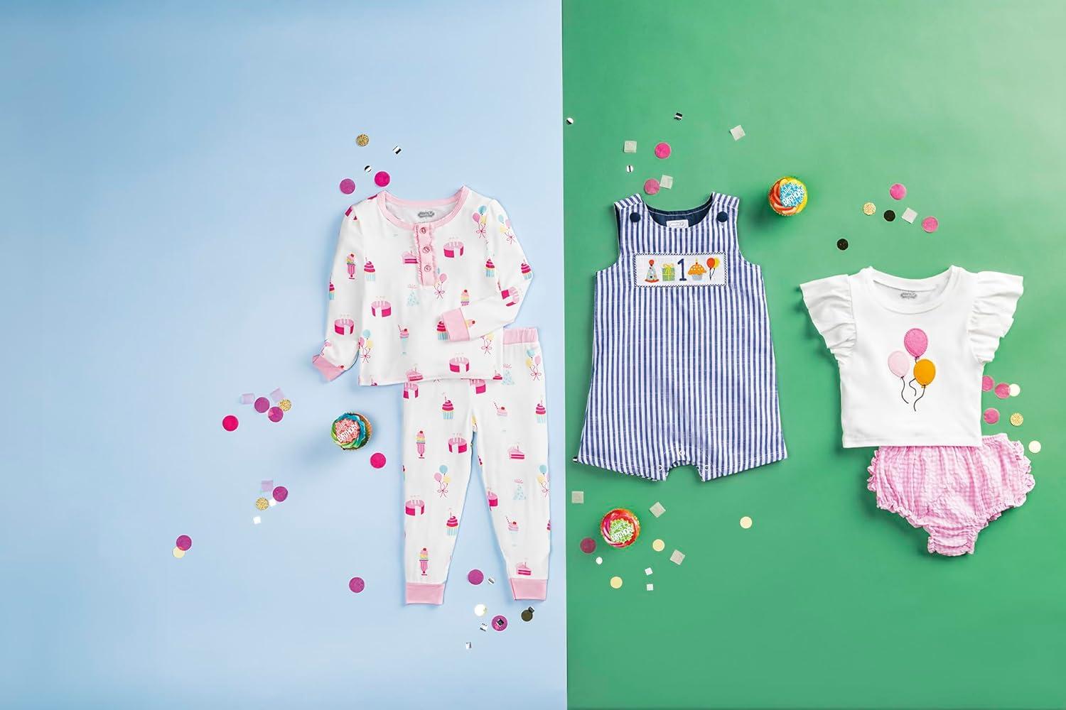 image:imageMud Pie Baby Boy One First Birthday Smocked Jon Jon 1218 Months