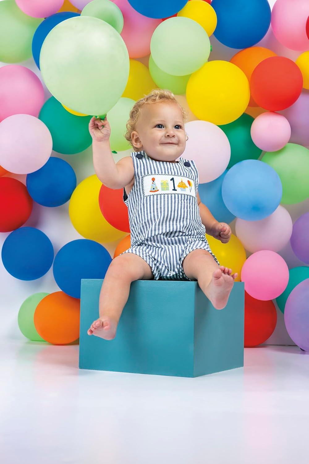 image:imageMud Pie Baby Boy One First Birthday Smocked Jon Jon 1218 Months