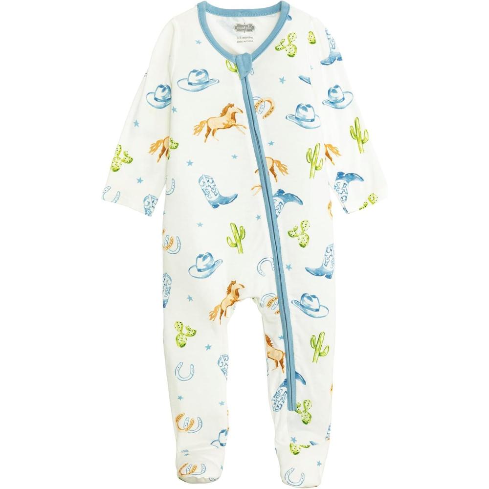 image:imageMud Pie Baby Boy Blue Horse Zip Sleeper