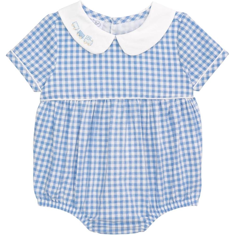 image:imageMud Pie Baby Boy Train Layette Gingham Bubble