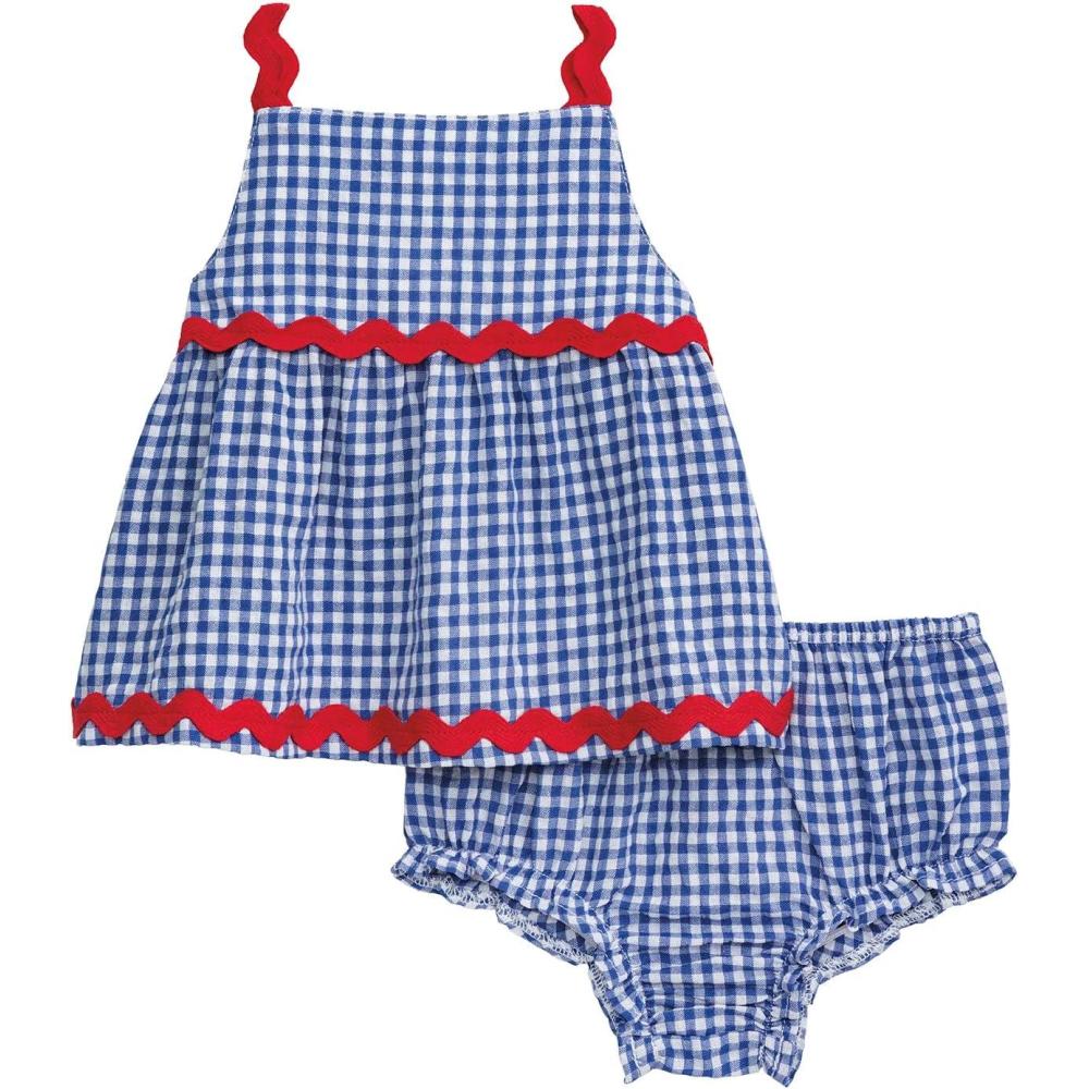 image:imageMud Pie Baby Girl Gingham RicRac Pinafore Set