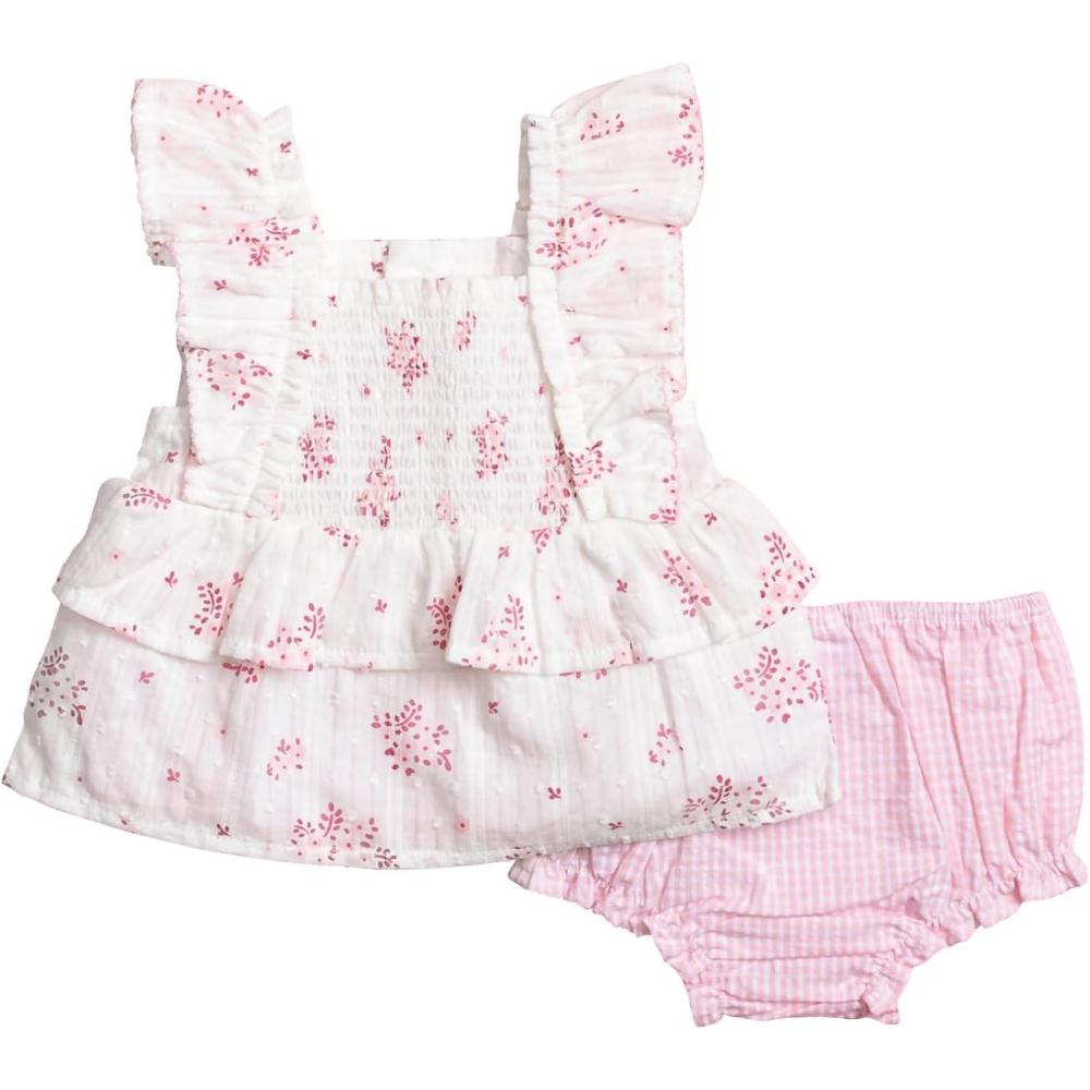 image:imageMud Pie Baby Girl Pink Blossom Pinafore Set