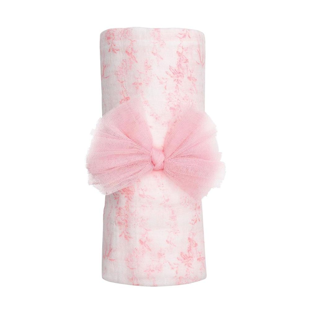image:imageMud Pie Baby Girl Pink Toile Swaddle amp Headband Set