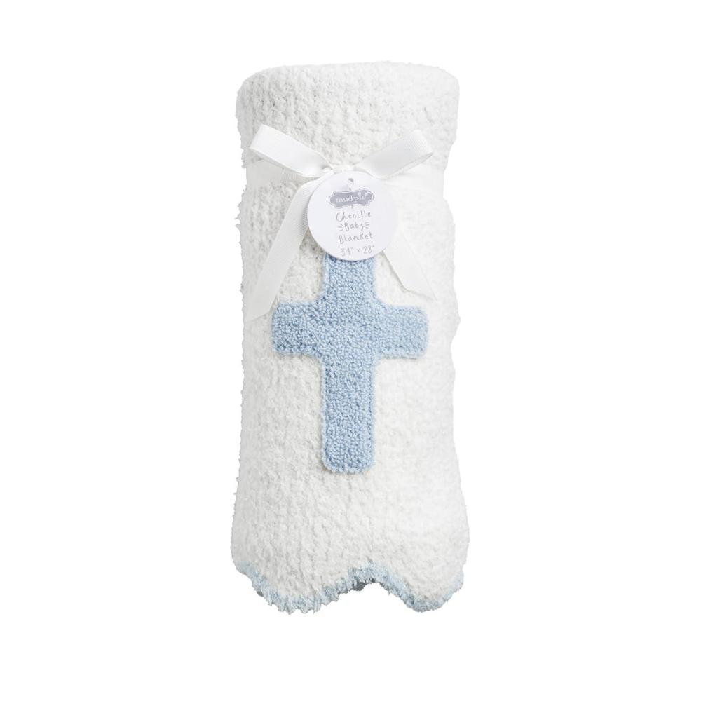 image:imageMud Pie Kids Blue Cross Chenille Blanket