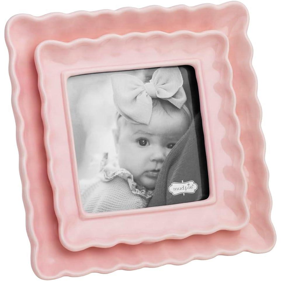 image:imageMud Pie Rectangle Pink Scallop Wood Frame6 12 x 6 12