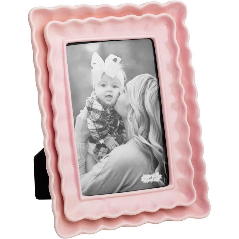 image:imageMud Pie Rectangle Pink Scallop Wood Frame8 x 6 14