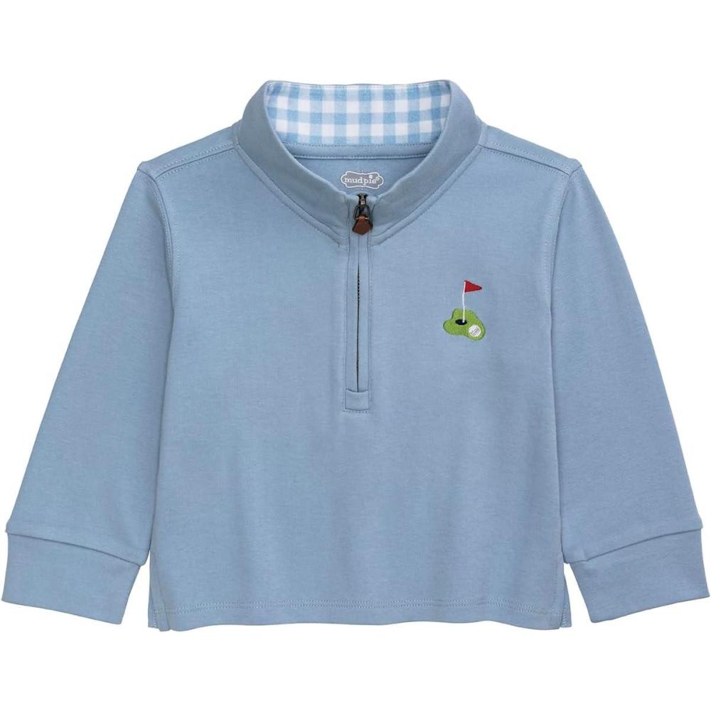 image:imageMud Pie Toddler Boy Blue Golf Quarter Zip PulloverLight Blue