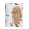 Mud Pie Golden Retriever Dog Baby Swaddle & Rattle Set(Doodle)