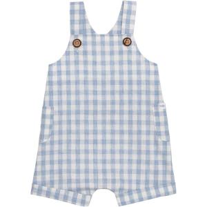 Mud Pie Baby Boy Gingham Shortall(Blue)