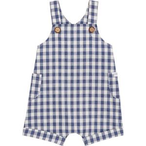 Mud Pie Baby Boy Gingham Shortall(Navy)