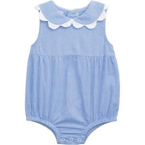 Mud Pie Baby Girl Blue Gingham Scallop Bubble