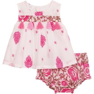 Mud Pie Baby Girl Mixed Block Print Pinafore Set