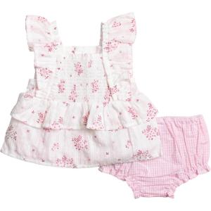 Mud Pie Baby Girl Pink Blossom Pinafore Set
