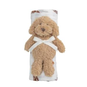 Mud Pie Golden Retriever Dog Baby Swaddle & Rattle Set(Doodle)