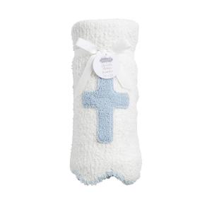Mud Pie Kids’ Blue Cross Chenille Blanket
