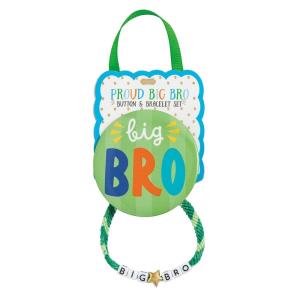 Mud Pie Kids’ Purple Big Sibling Bracelet & Button Pin Set(Green)