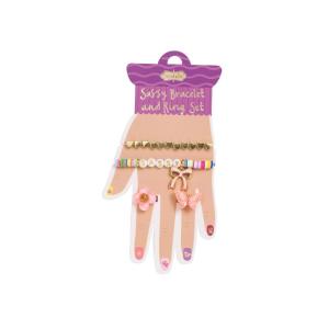 Mud Pie Kids’ Purple Sassy Bracelet & Ring Set(Purple)