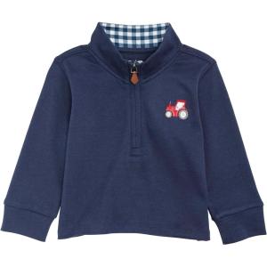 Mud Pie Toddler Boy Farm Icon Quarter Zip Pullover(Navy)
