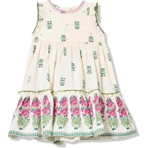 Mud Pie Toddler Girl Ivory Block Print Dress