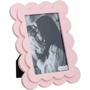 Mud Pie White Scallop Wood Frame(Pink)