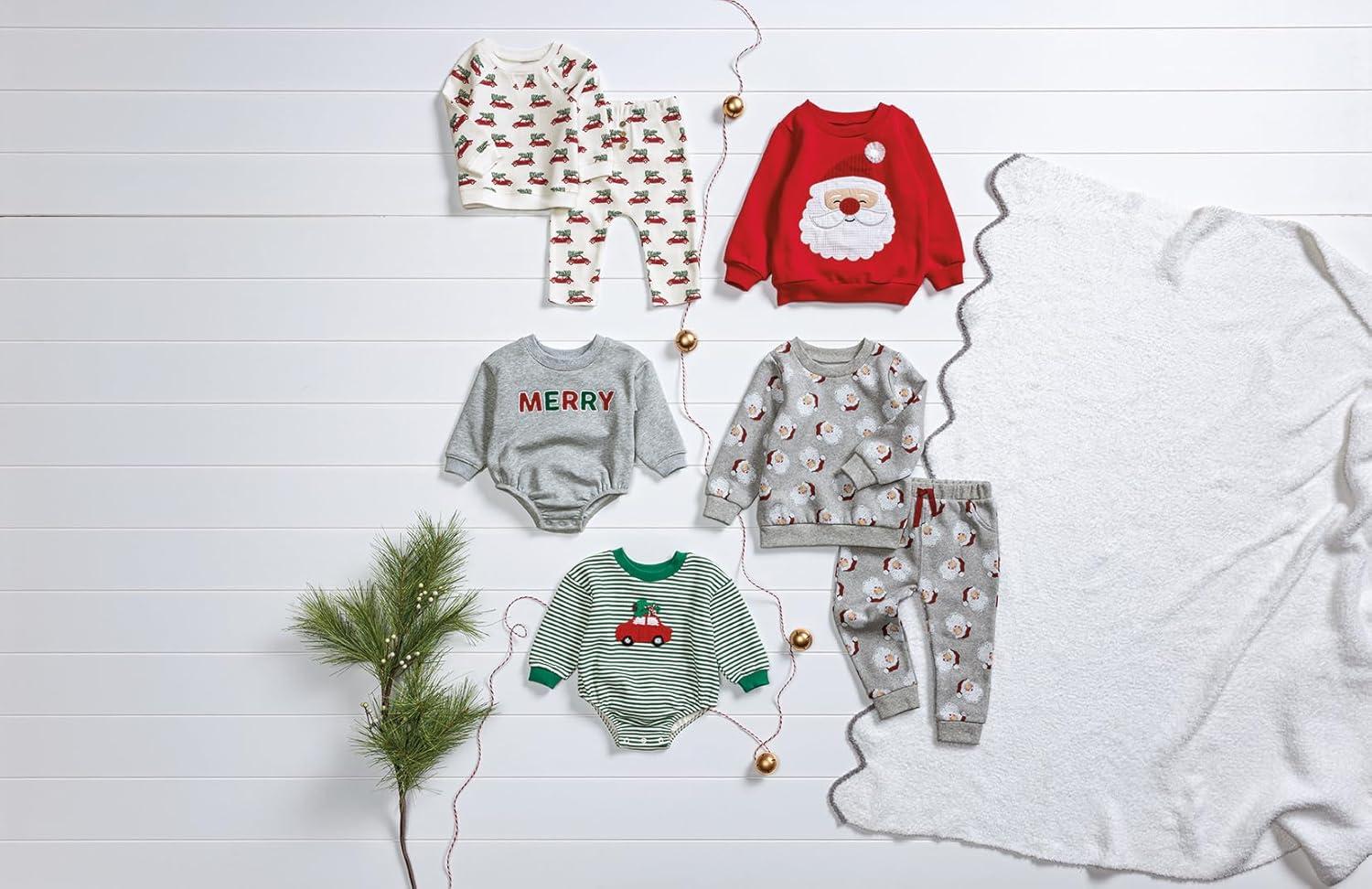 image:imageMud Pie Boys Kids Christmas Merry Sweatshirt BubbleGrey