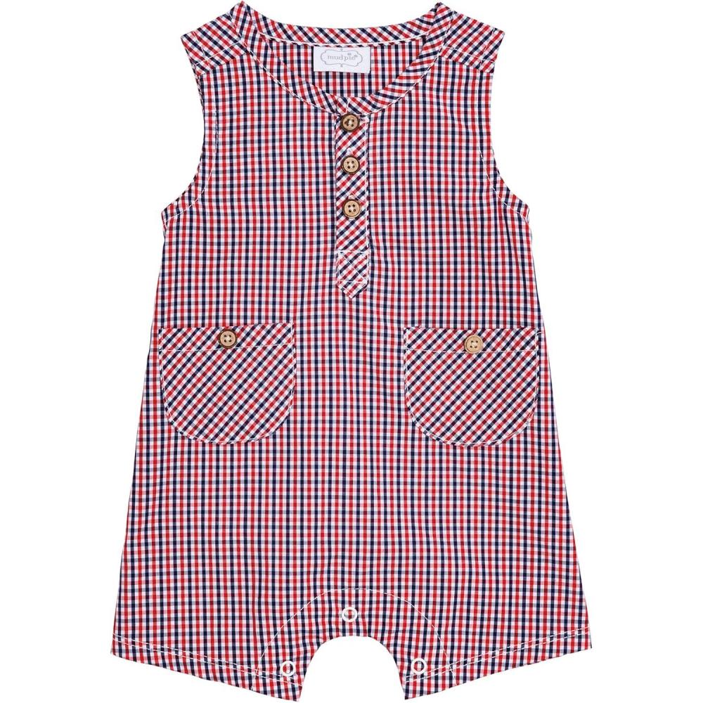 image:imageMud Pie Baby Boy Gingham RomperRed